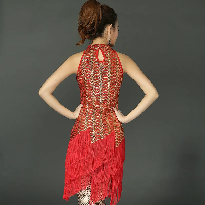Платье для латинских танцев одежда с блестками взрослых на заказ женское бальное
