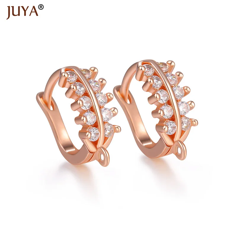 rose gold Творческий AAA кубический цирконий серьги набор рыболовных крючков для сережек делая левербэк застежки-крючки для серег компоненты DIY ручной работы - Цвет: rose gold