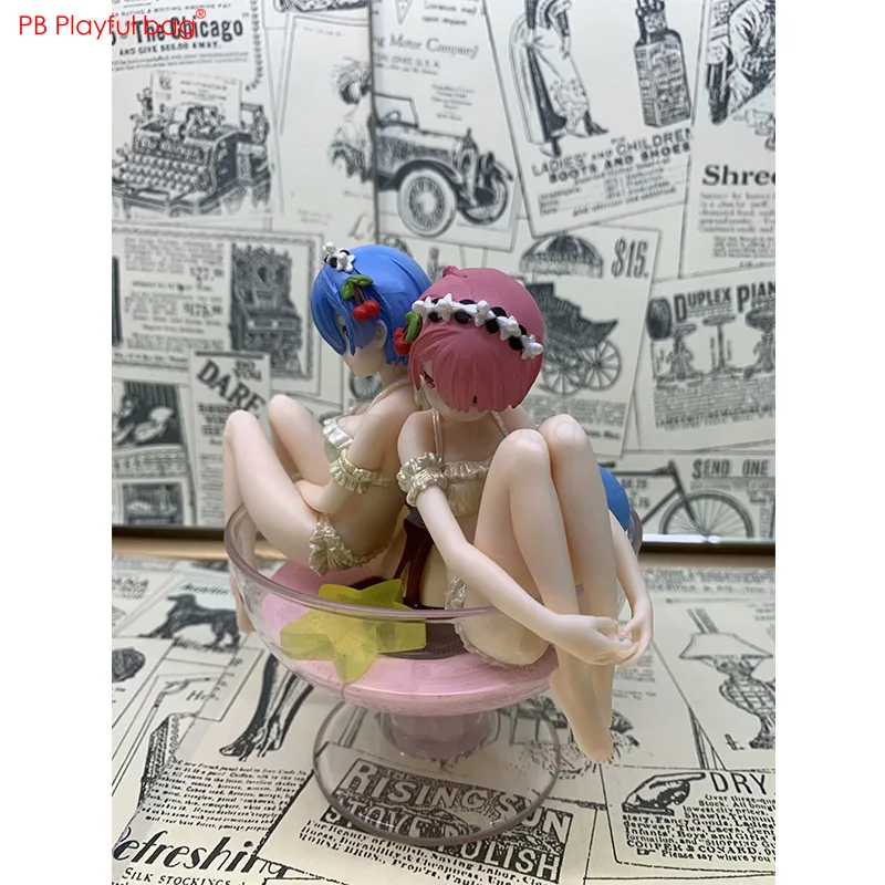 13CM Rem &amp Ram Wine Glass figure PVC Novelty model Action Anime collection Children favorite fans love best gift HD16 | Игрушки и