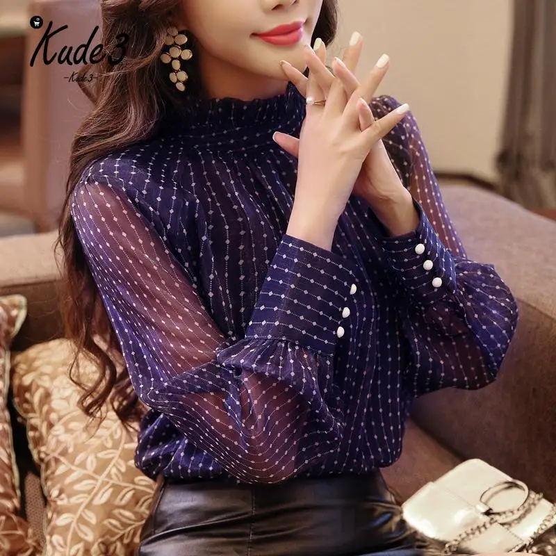 2019 Весенняя блузка женская рубашка с длинными рукавами модная свободная Блузка