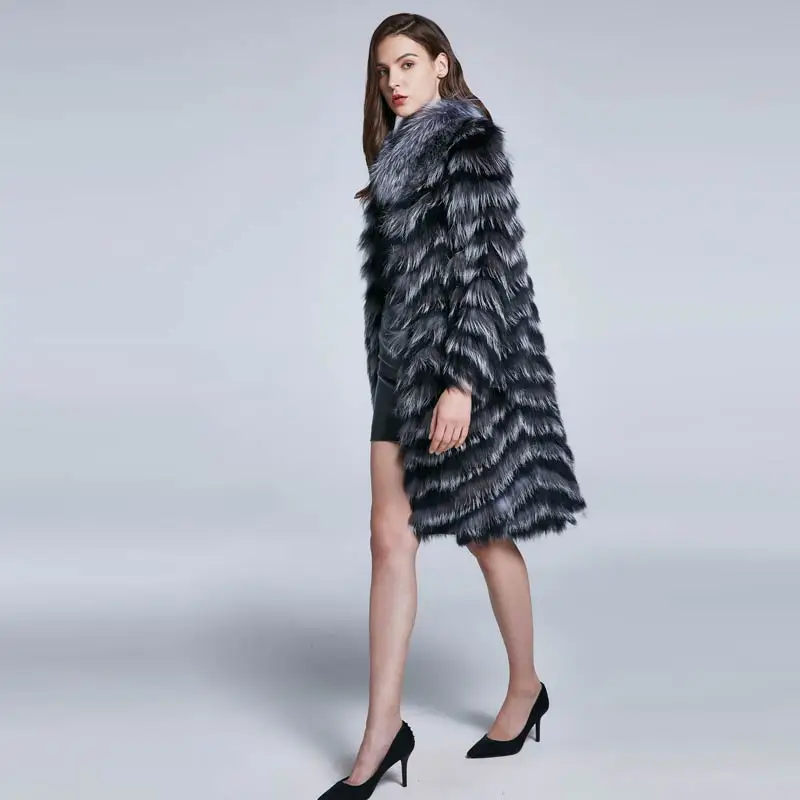 Women's Winter Warm Coat Fox Hair Collar Real Fur Coat Furry Fox  Women Clothes Round Collar Warm Fashion 2021 New enlarge