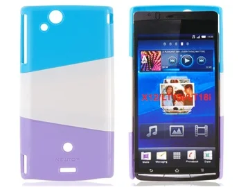 NEWTOP Tri-Color Split Protective Case for Sony Ericsson Xperia Arc LT18i LT15i X12 (Blue & White Purple) |
