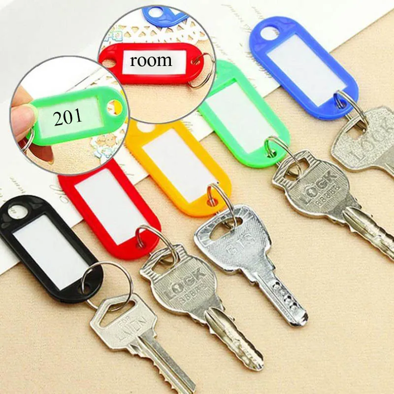 10 шт пластиковые цепочки для ключей, бирки ID ярлык имя бирки с разделенным кольцом для багажа ключи цепочки Ключи Кольца