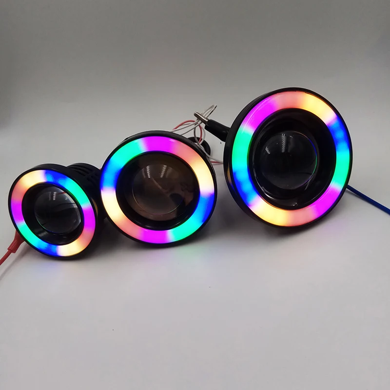 Автомобиль мигает 1 пара Автомобильные светодиодные RGB красочные удара туман Ангельские глазки фара DRL днем Бег Light 2.5 3.0 3.5 дюйма 64 мм 76 мм 89 мм
