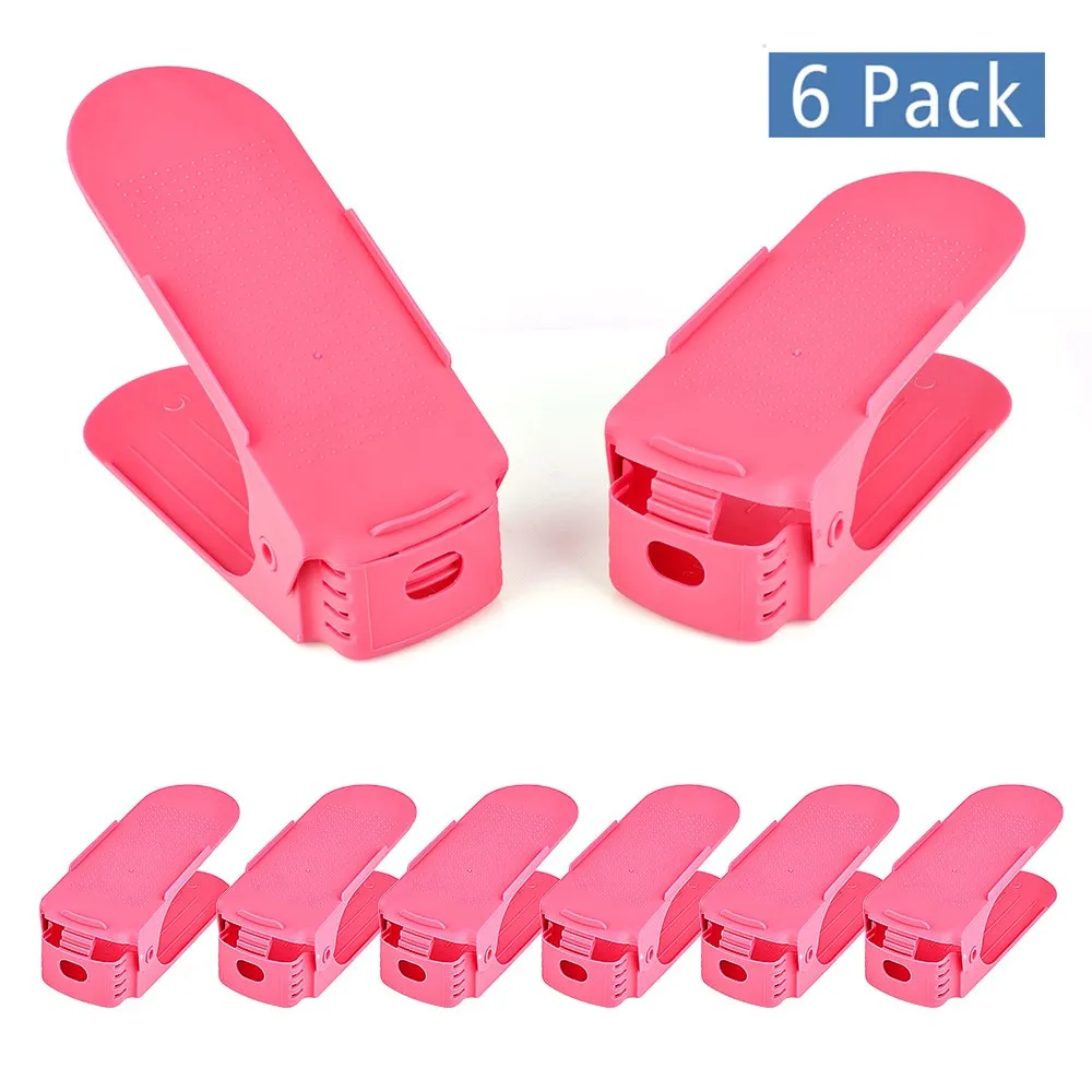 Pink Подставка для обуви 6 шт./компл. двойной обуви стойки Регулируемый тапочки Организатор обувь Дисплей обуви держатель для хранения стенд экономии пространства дома организовать инструмент - Цвет: Pink