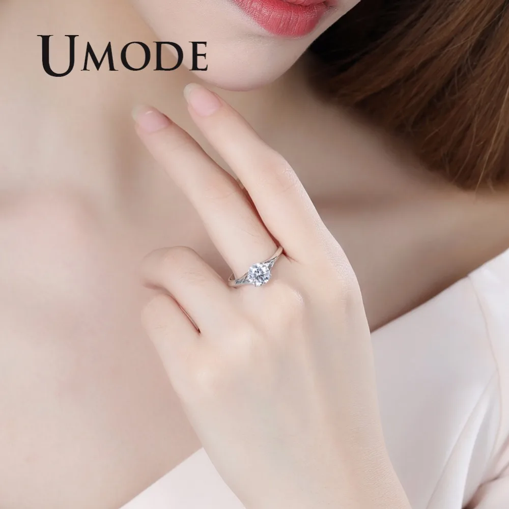 Женские обручальные кольца UMODE роскошные с кристаллом циркония 0 75 карат