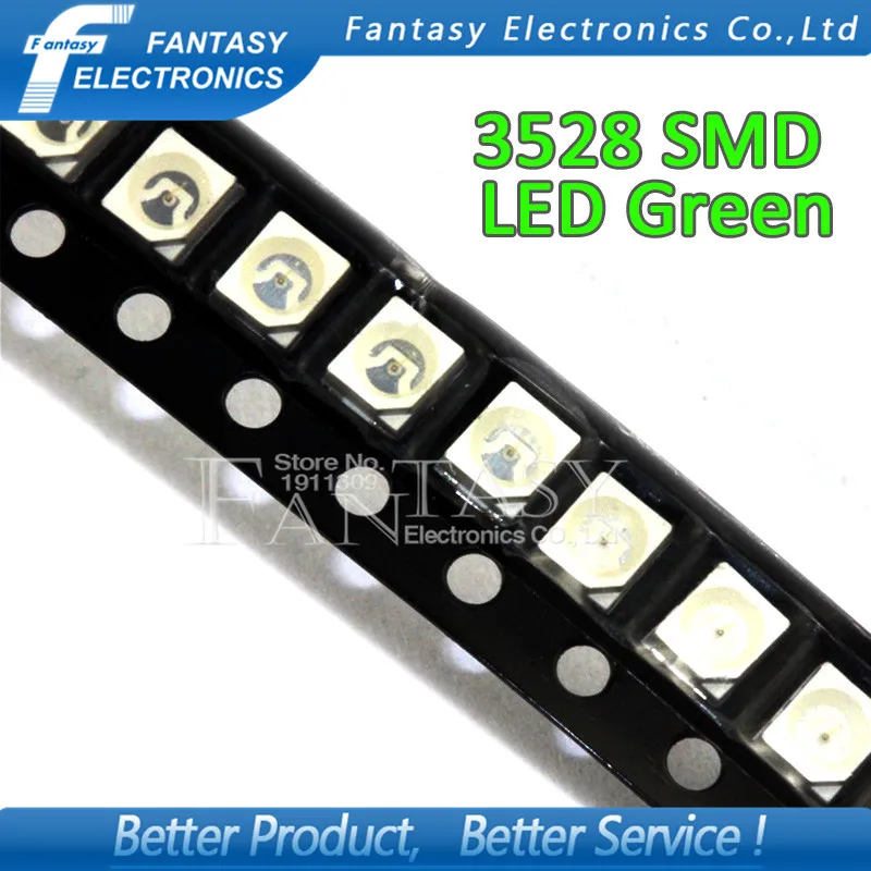 100 шт. зеленый 3528 1210 SMD СВЕТОДИОДНЫЙ диоды для подавления переходных скачков напряжения светильник