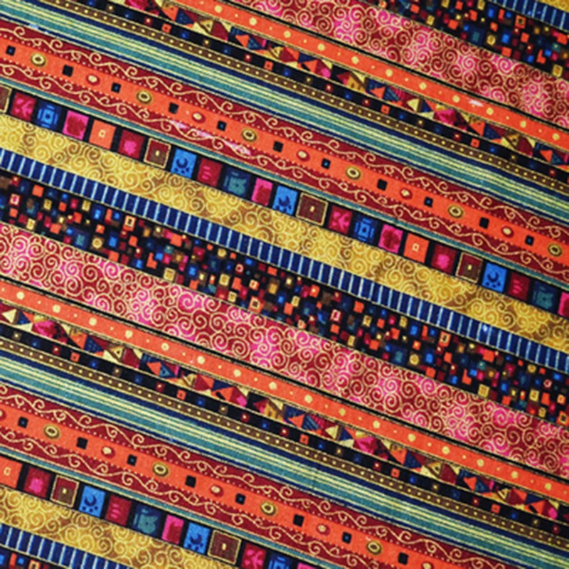 Национальный стиль бронзовая полоса хлопок печатных льняная одежда швейная