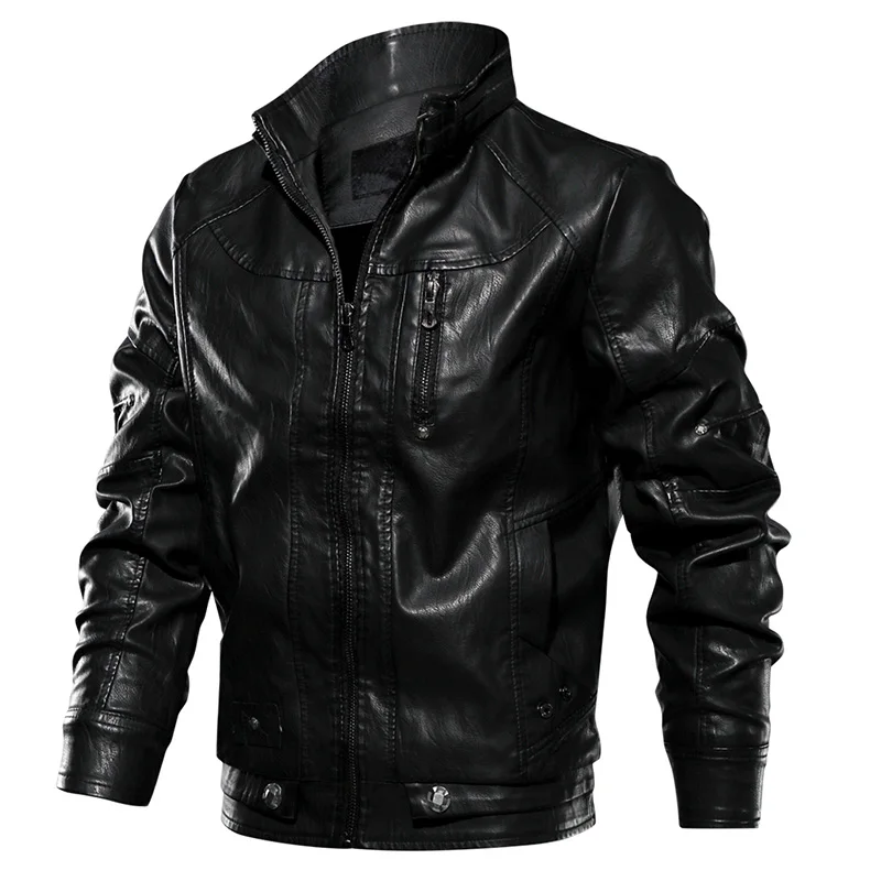 Black Refire gear мужская зимняя куртка из искусственной кожи осенние мотоциклетные байкерские кожаные куртки Casaul искусственная кожа военный летный бомбер пальто - Цвет: Black