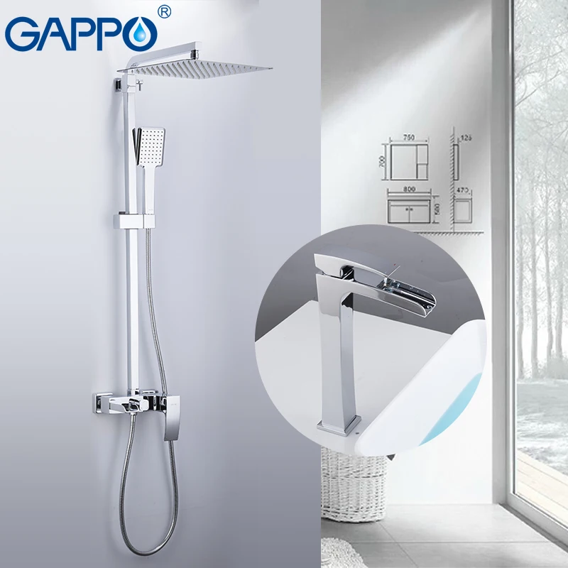 Смеситель для душа GAPPO хромированный латунный настенный комплект душа|Душевая