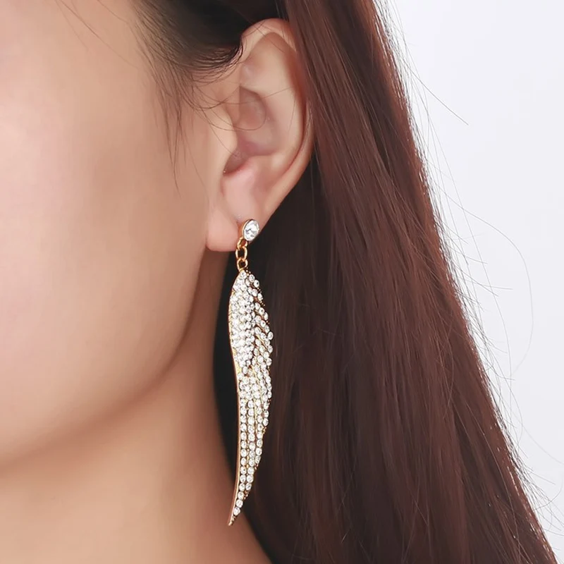 Модные украшения Крылья Ангела стразы серьги для женщин классический модный