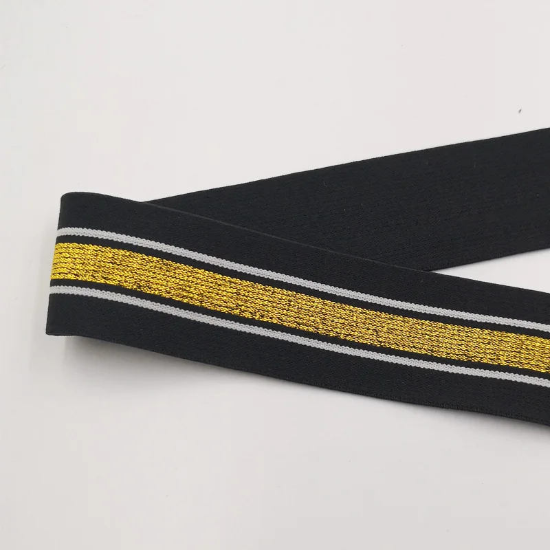 1M Gold Silver Stripe Elastic Bands 40MM Elastic Ribbon Clothing Bags Trousers Elastic Rubber 4CM Webbing DIY Sewing Accessories