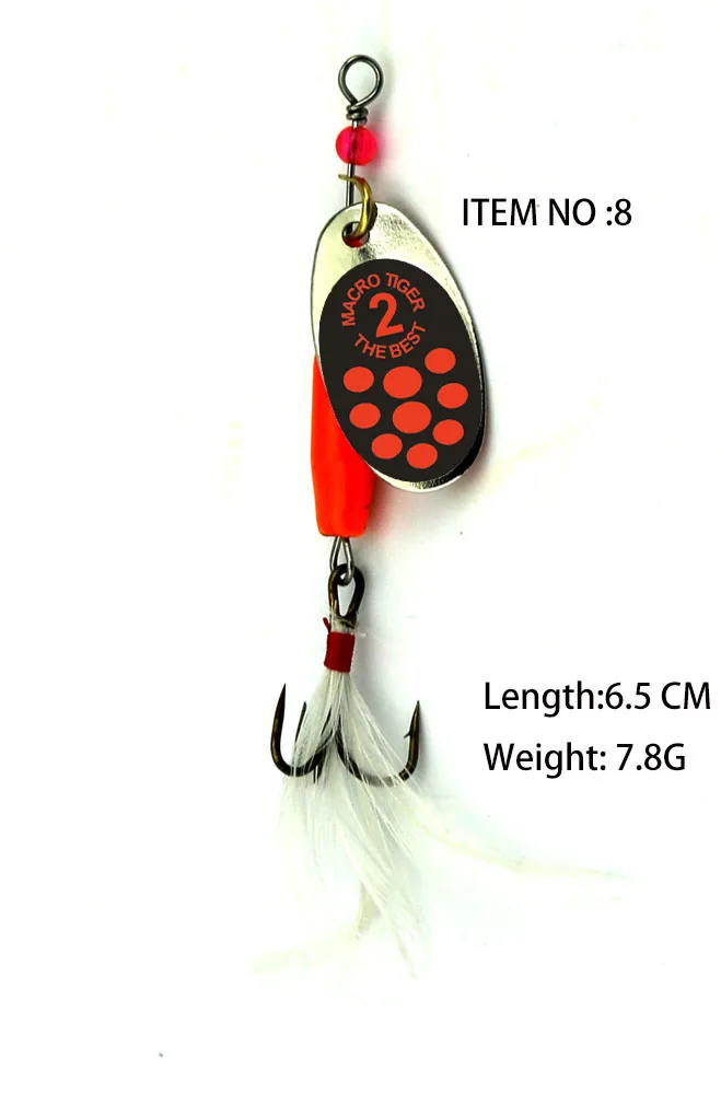RED dot dressed treble hook inline spinner Bait black fury Fishing Lure Bass salmon trout musky Fly Sequins Pesca Carp | Спорт и