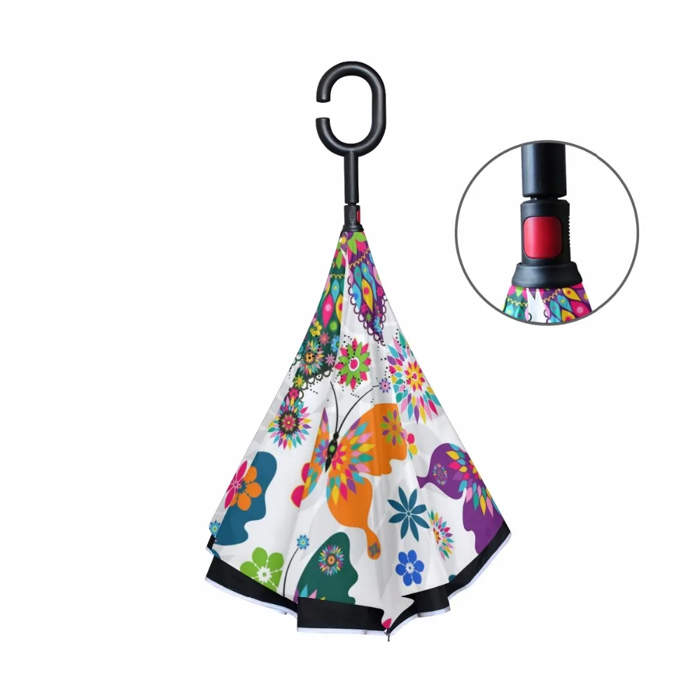 Зонт бабочка с обратной стороны женские двухслойные зонты C образный крюк ручка