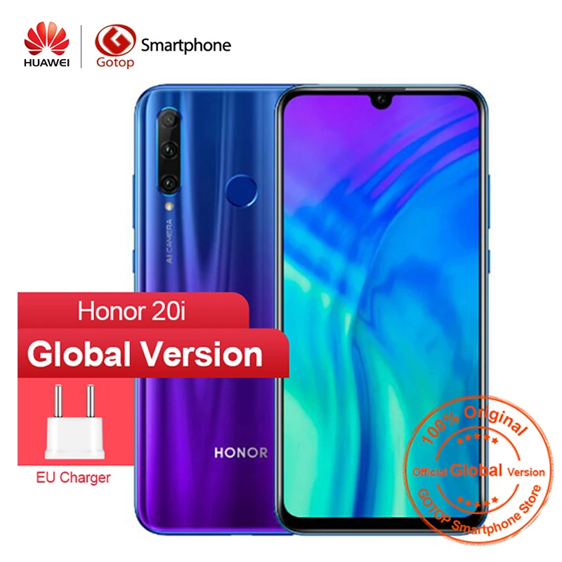Оригинал Honor 20i 20 i смартфон 6 21 дюймов 2340*1080 пикселей Восьмиядерный Android 9 0 32 МП