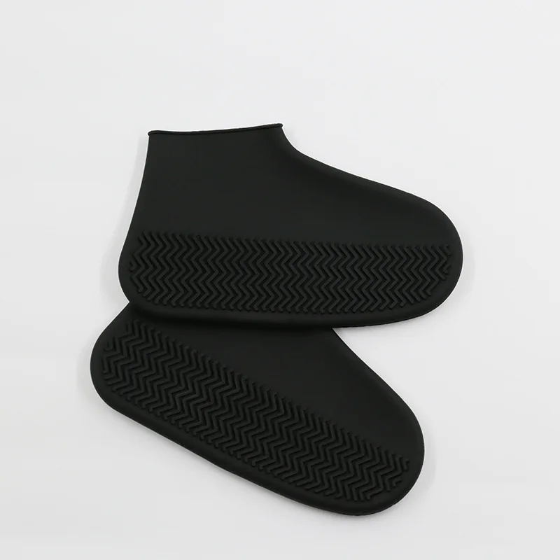 Черный 1 пара водонепроницаемых чехлов для обуви; нескользящие ботильоны на плоской подошве; Многоразовые галоши; силиконовая обувь для дождливой погоды - Цвет: Черный
