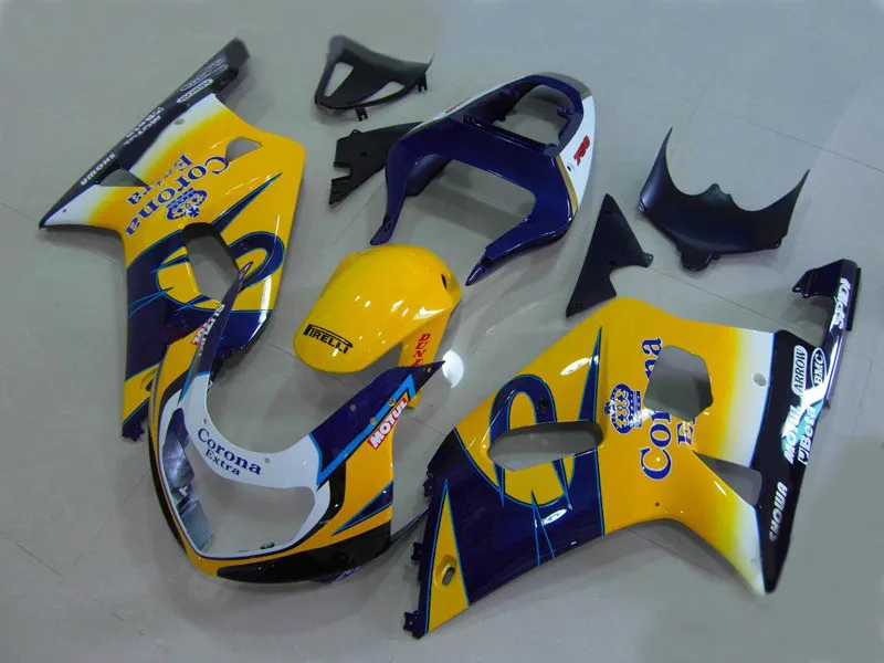 Комплект обтекателей на заказ для GSXR600 750 K1 01 02 03 GSXR 600 GSXR750 2001 2002 2003 ABS желтый синий