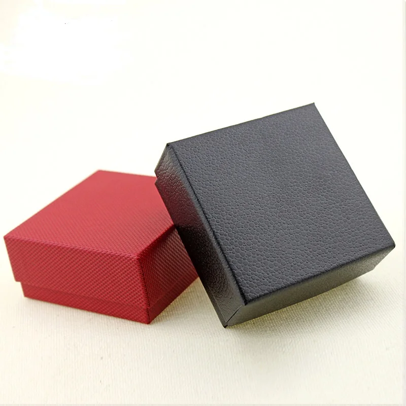

10pcs/lot Black Red Kraft Paper Jewelry Boxes With Sponge Earring Ring Box Imitation PU Jewelry Display