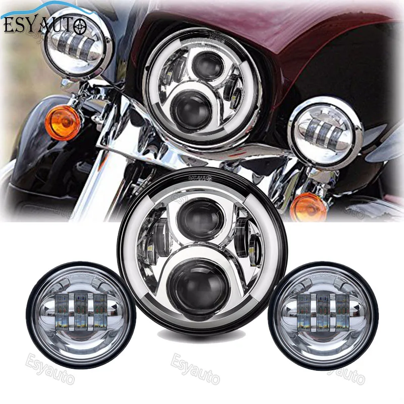 

Мотоциклетный 7-дюймовый фонарь с защитной головкой, фонарь с ангельскими глазами, янтарный цвет поворота, 4,5 дюйма, фонарь