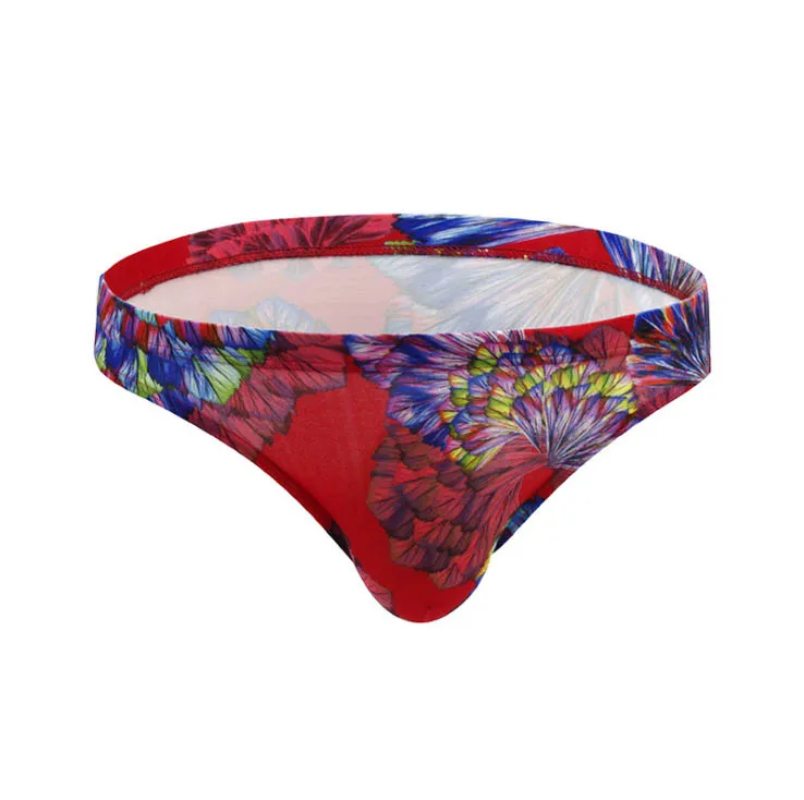 Briefs red Мужские длинные трусы-боксеры с принтом, сексуальные трусы-боксеры с большим u-образным выпуклым мешочком, длинные трусы-боксеры, мужские Трусы-слипы - Цвет: Briefs red