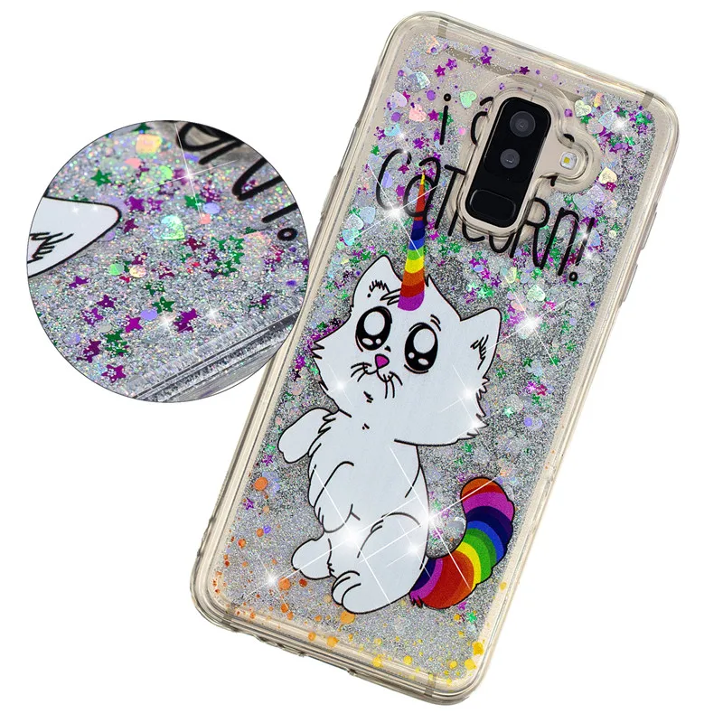 Silicone Case on For Fundas Samsung Galaxy A6 2018 Liquid Glitter Soft TPU Phone Cases Coque Plus Cover |