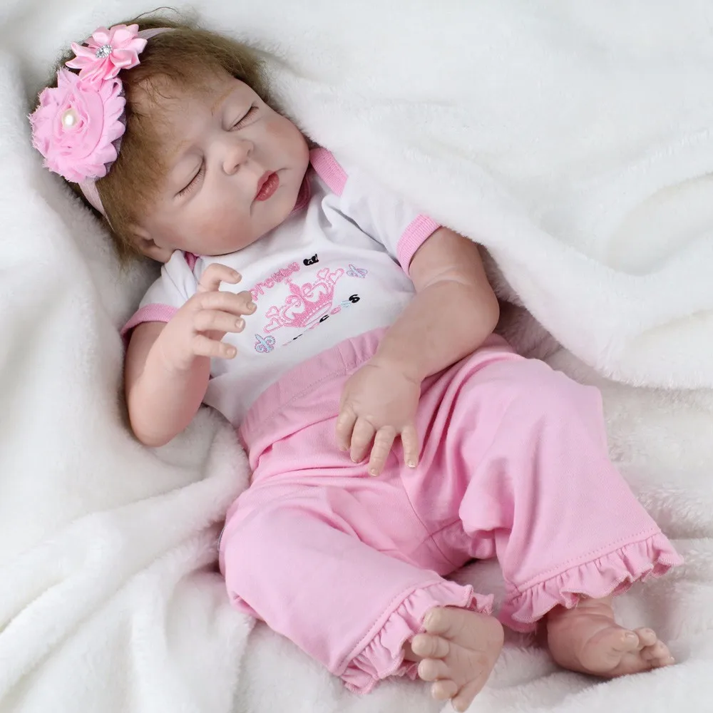 

57cm Reborn Babies Full Body Silicone Dolls 23" Vinyl newborn bathe sleeping princess bathe reborn toddler doll toys bonecas