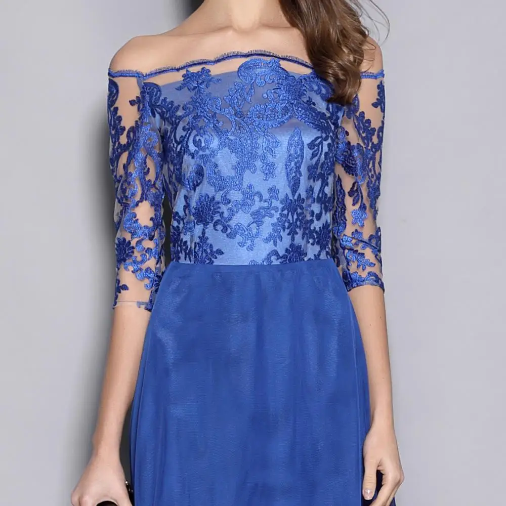 Элегантное платье длиной до пола женское сексуальное с вырезом лодочкой