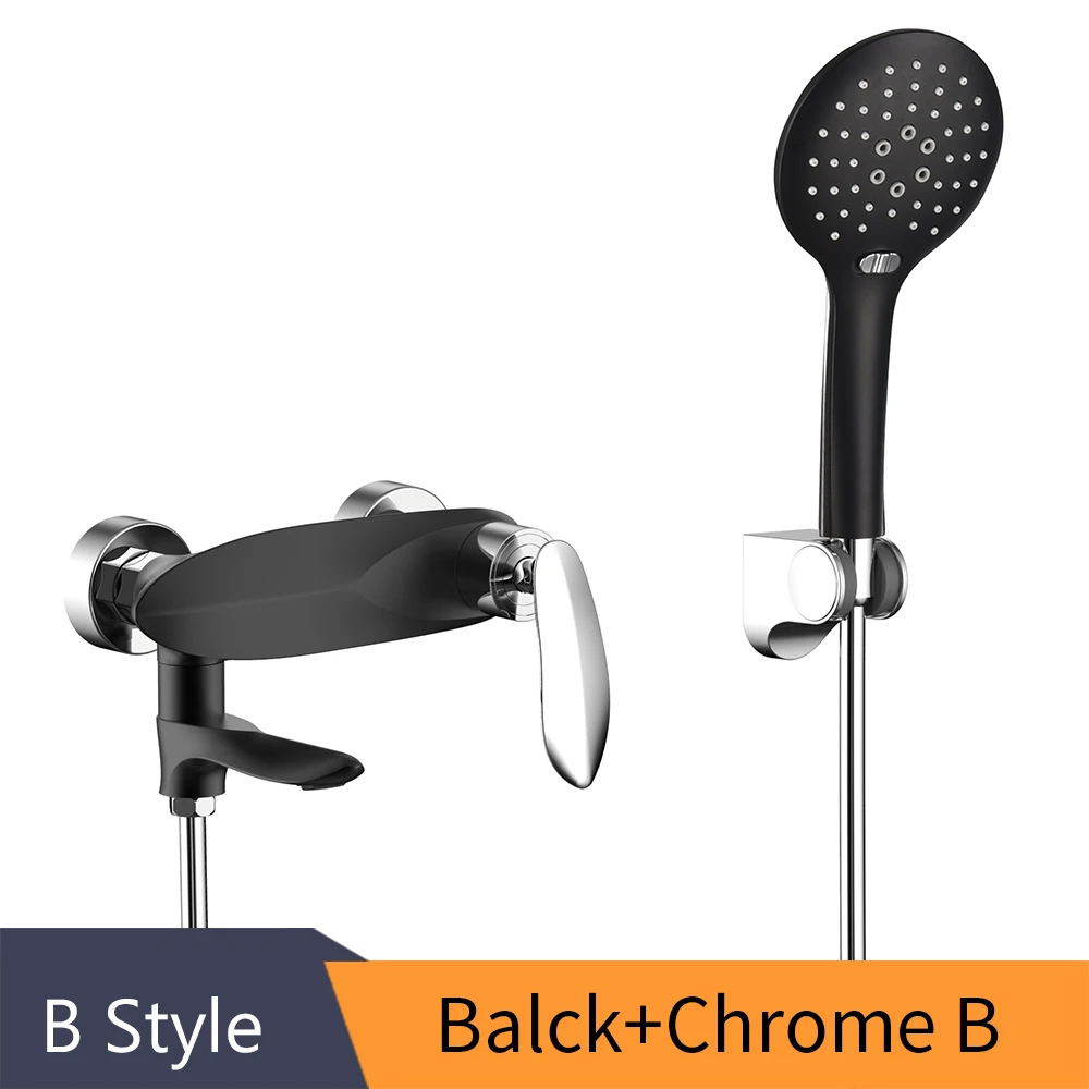 Black and Chrome B Смесители для ванны, хромированный набор для ванны, белый набор для душа, смеситель для ванны, двойной душ, настенный для ванной комнаты, 877842K - Цвет: Black and Chrome B