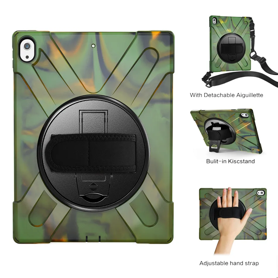 camouflage Чехол для iPad Pro 12,"(), детское нижнее белье с рисунками из безопасный противоударный Heavy Duty Силикон+ PC подставка чехол w/запястье+ плечевой ремень крышка+ Защитная пленка на экран - Цвет: camouflage