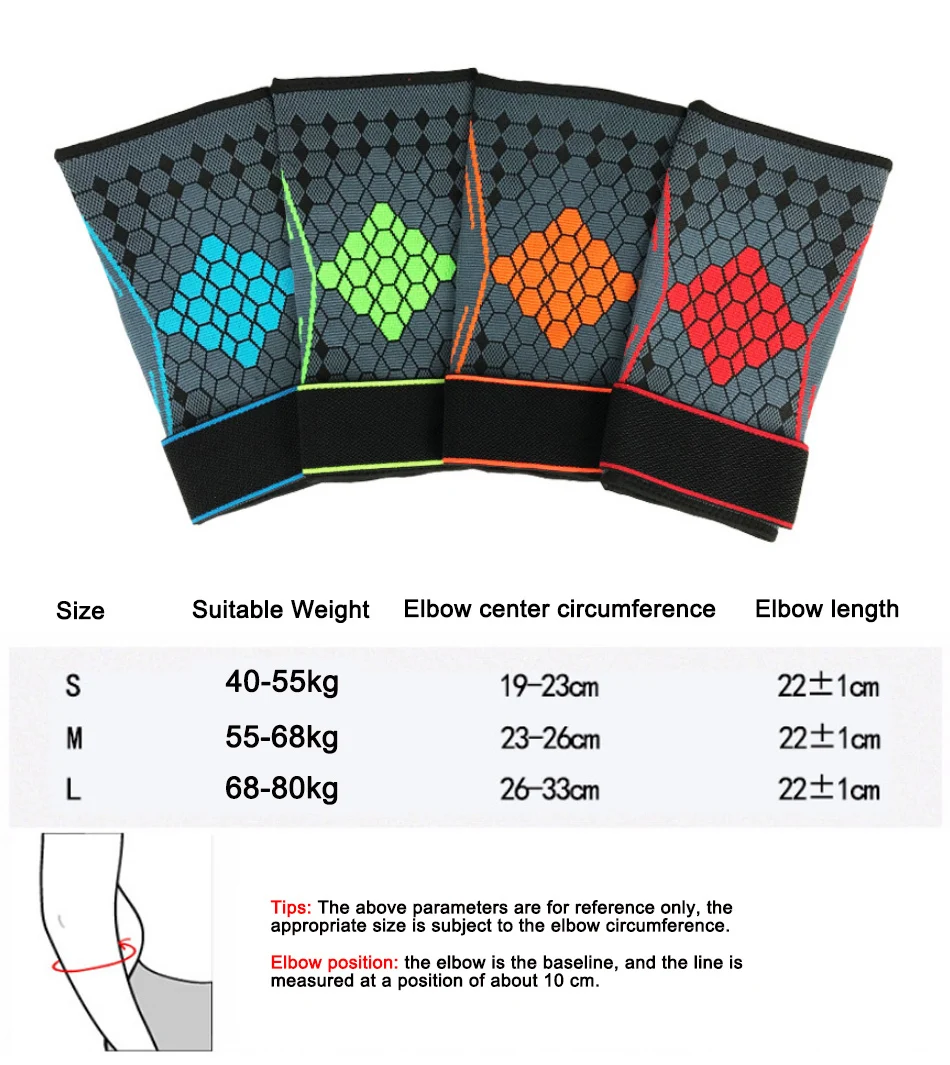 REXCHI 1 шт. спортивный налокотник для поддержки под давлением Баскетбол Волейбол Фитнес Безопасность Защитное снаряжение Регулируемый эластичный бандаж