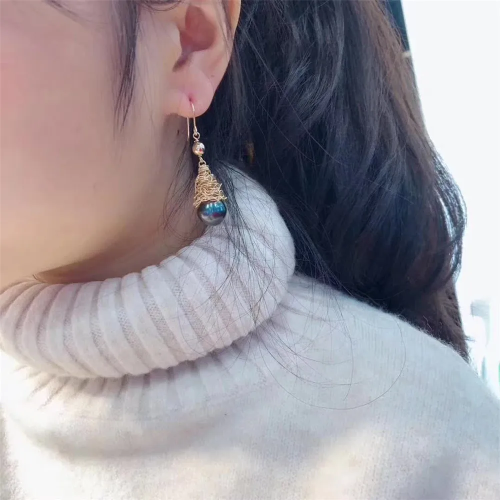 

hand made fine jewelry factory wholesale fashionable 14k gold wrap natural white pearl gemstone pendant earring for female