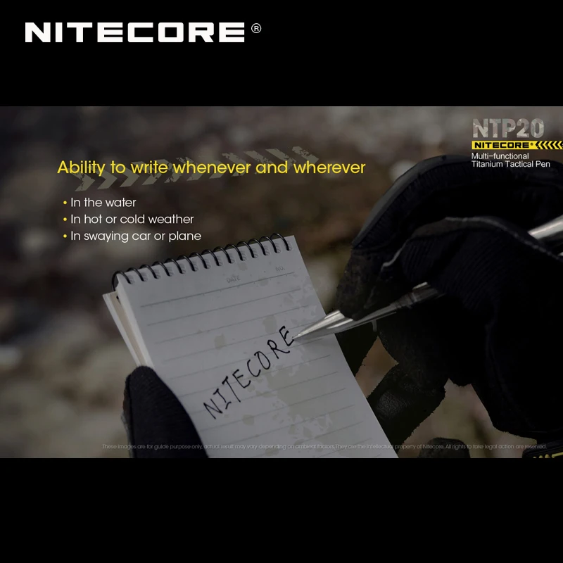 Многофункциональная титановая тактическая ручка Nitecore NTP20 для экстремальных