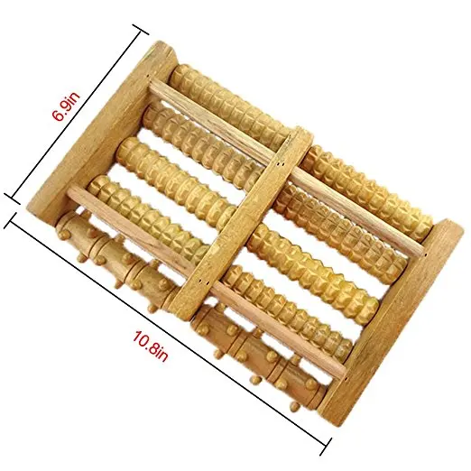 Деревянный роликовый массажер для снятия стресса двойной ног Подошвенный