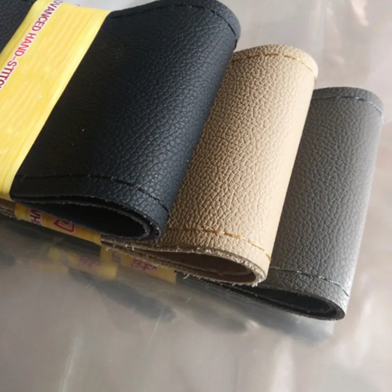 B Blcak Автомобильный чехол на руль DIY из натуральной кожи воловья оплетка с иглой и ниткой автомобильный Стайлинг интерьерный аксессуар - Название цвета: B Blcak