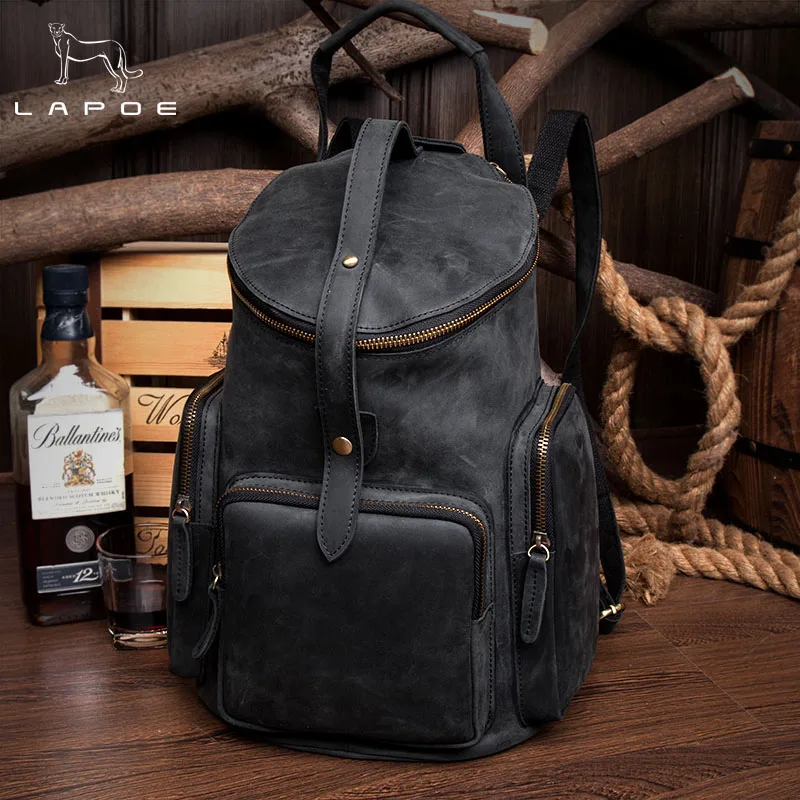 Рюкзак Crazy Horse из натуральной кожи, Женская дорожная сумка в форме бочонка, винтажный кожаный рюкзак, mochila de couro masculina feminina