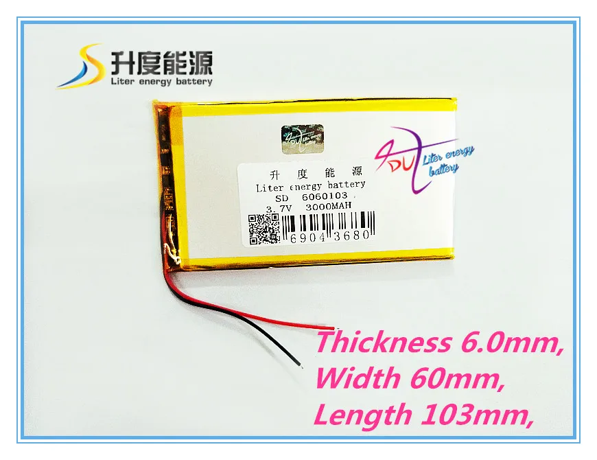 6060103 3 7 V 3000mah литий полимерный аккумулятор с защитной платой для планшетных ПК PDA