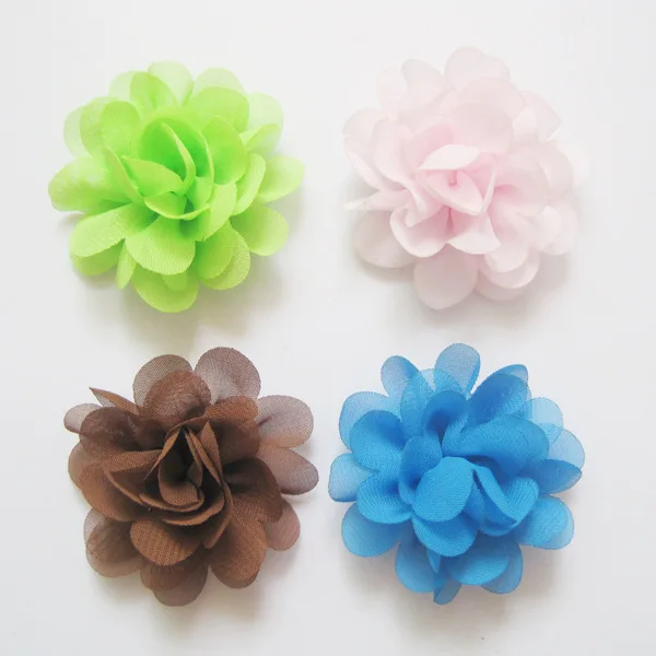 

2014 Christmas Mini DIY Flowers fabric flowers for headbands Chiffon Flowers without clips girls Hair Accessories 100pcs/lot