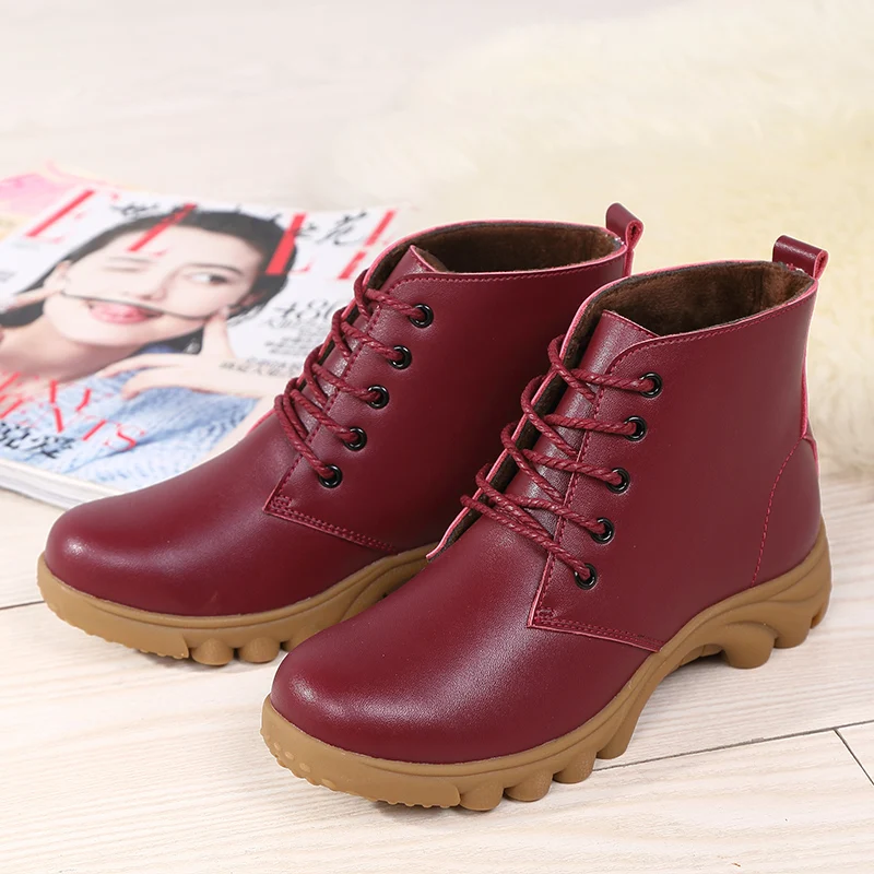 TECTOP Autumn Winter New Plus Velvet Warm Thick Women's Walking Shoes Whort Tube Waterproof Non-slip Casual | Спорт и