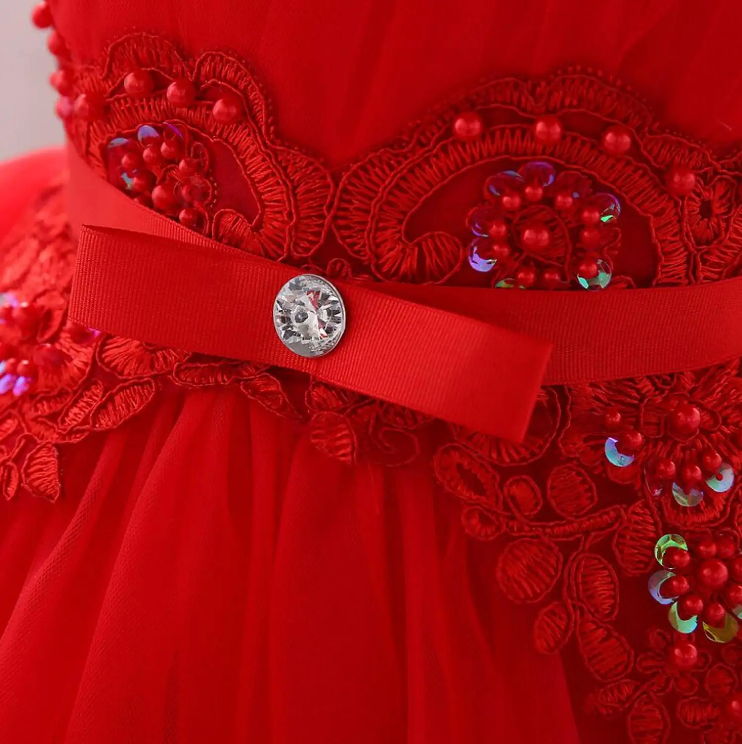 Новинка С кружевом и стразами для Платье маленьких девочек дети полнолуние
