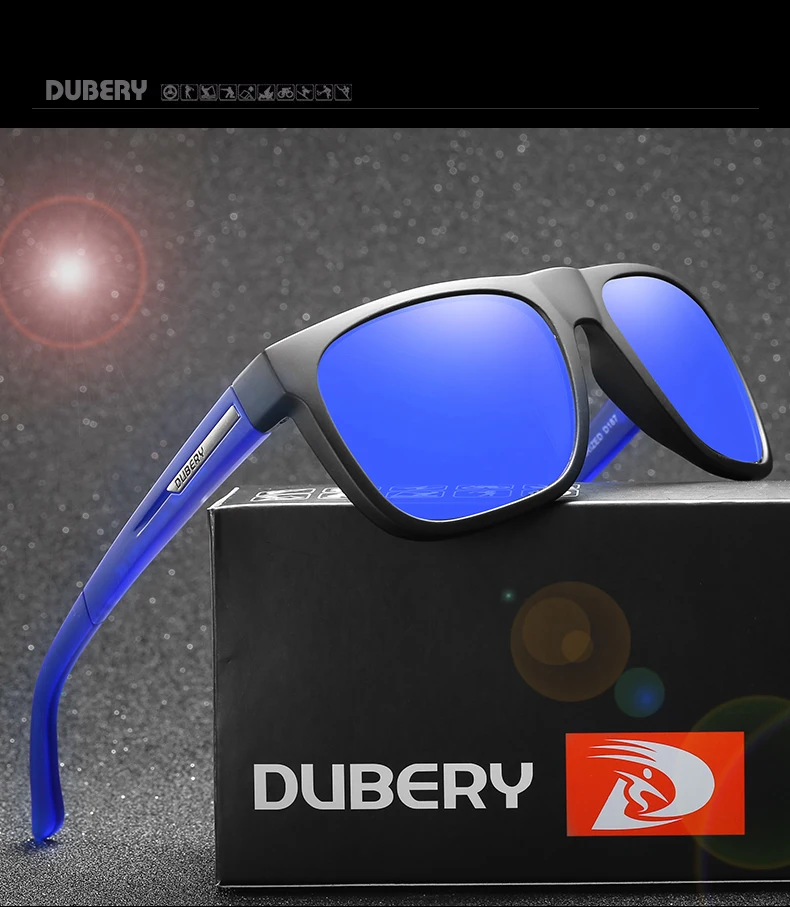 DUBERY фирменный дизайн поляризованные солнцезащитные hd-очки мужские водительские очки мужские солнцезащитные очки для мужчин Летние зеркальные квадратные очки UV400