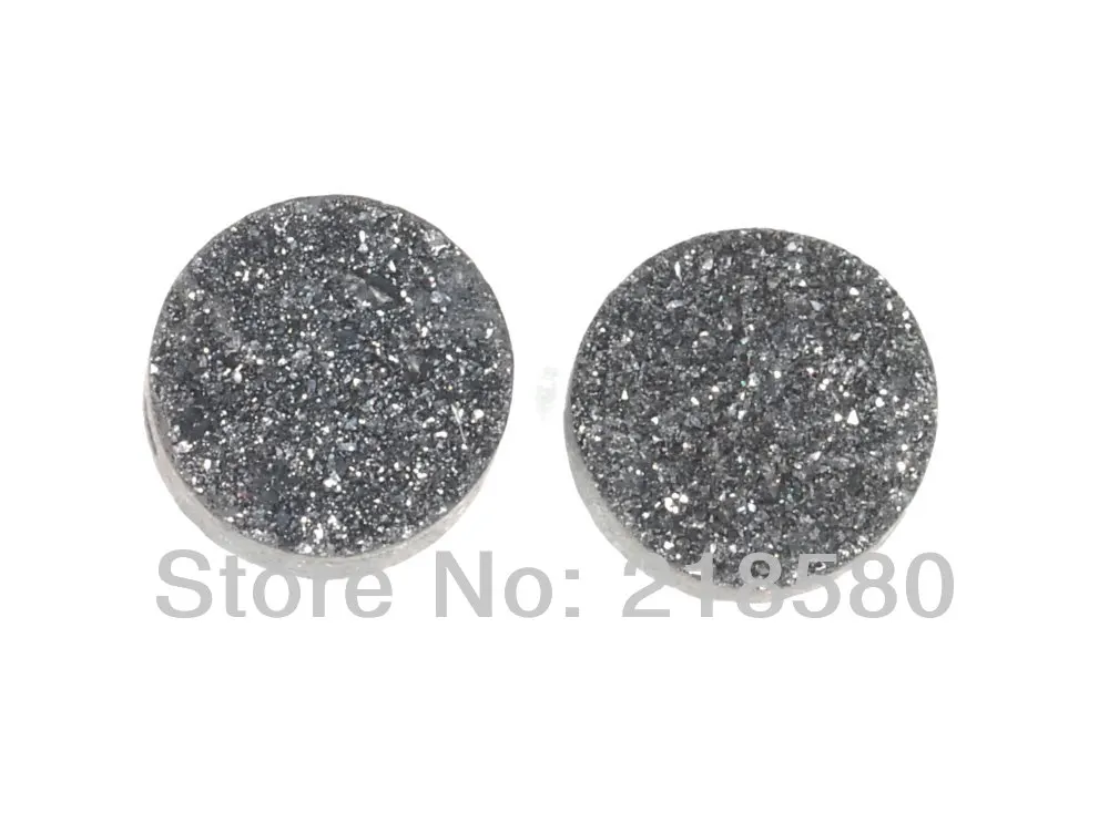 

H-DCB01 25pcs Grey Silver Round Calibrated Drusy Druzy Cabochon Beads 8mm 10mm 12mm 14mm 16mm 18mm 20mm 25mm 30mm