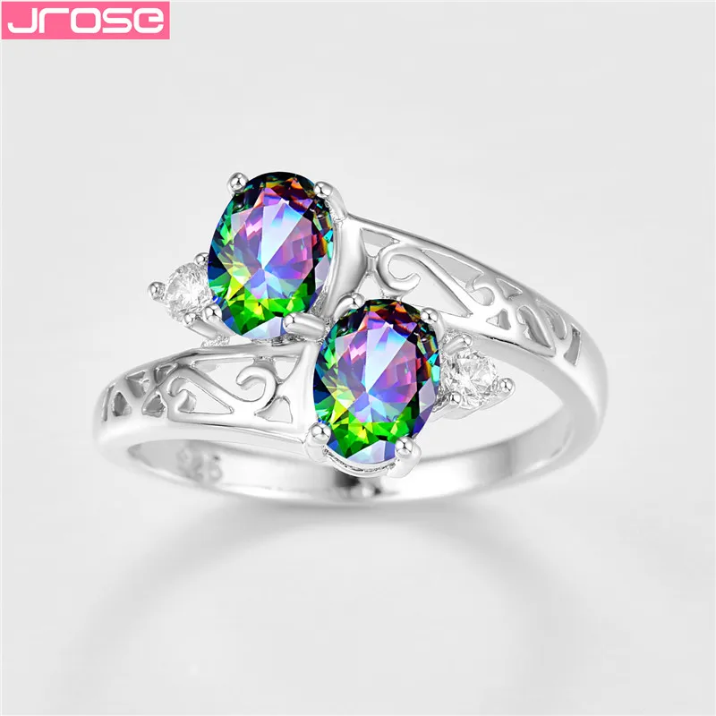 JROSE двойные овальные изысканные украшения радужные небесно голубые циркониевые