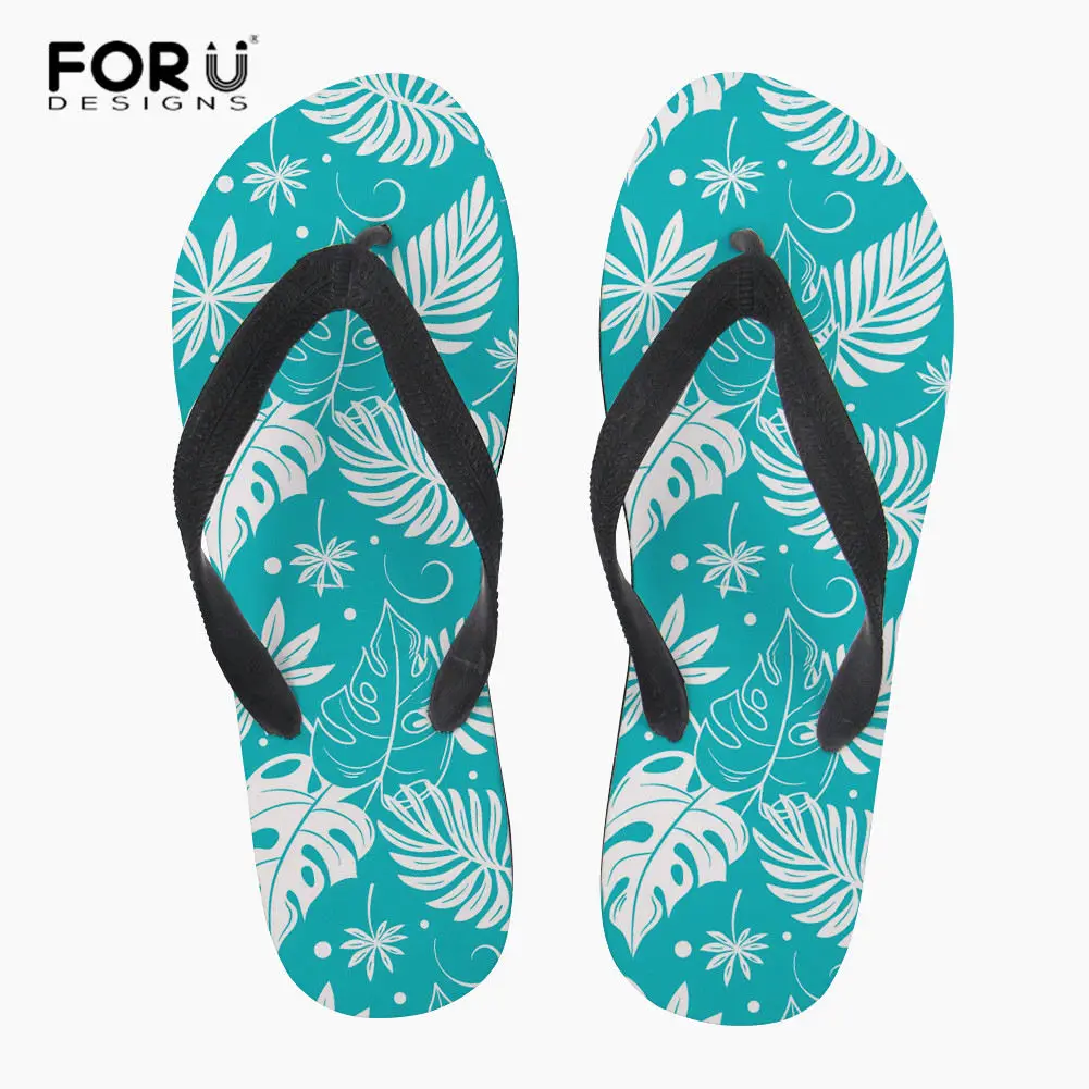 L3821AB FORUDESIGNS/летние пляжные шлепанцы; женские вьетнамки на плоской подошве с цветочным принтом в гавайском стиле; повседневные резиновые Вьетнамки для девочек-подростков; pantufa - Цвет: L3821AB