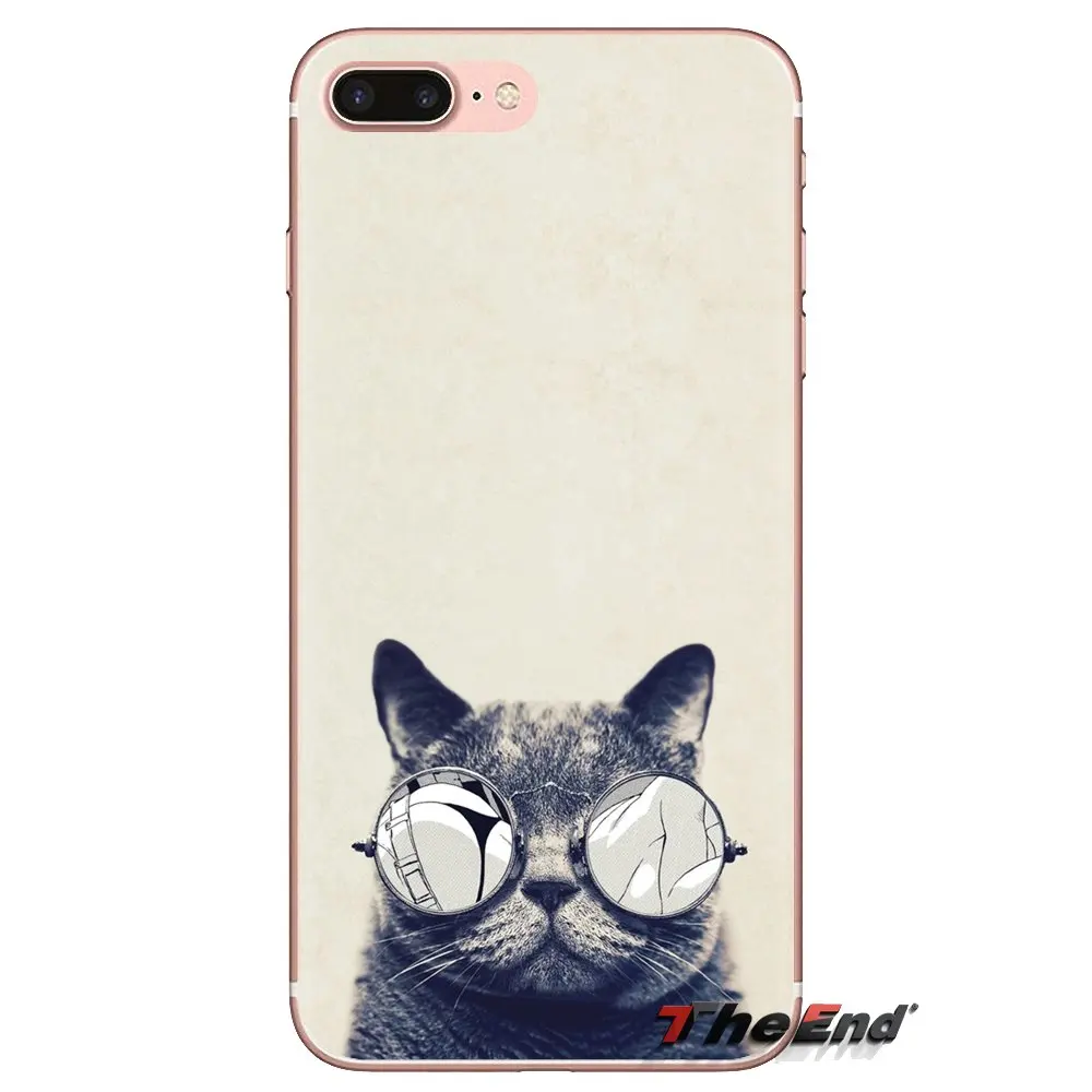 Cat wear grandmother's glasses For Samsung Galaxy J1 J2 J3 J4 J5 J6 J7 J8 Plus 2018 Prime 2015 2016 2017 Transparent TPU Housing |