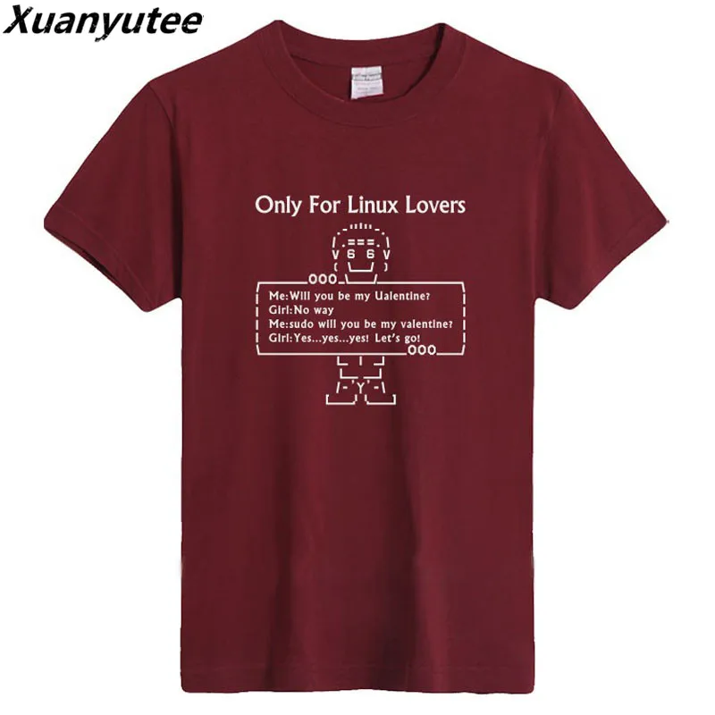 Футболка Xuanyutee Linux Мужская летняя с коротким рукавом из флока принтом только для