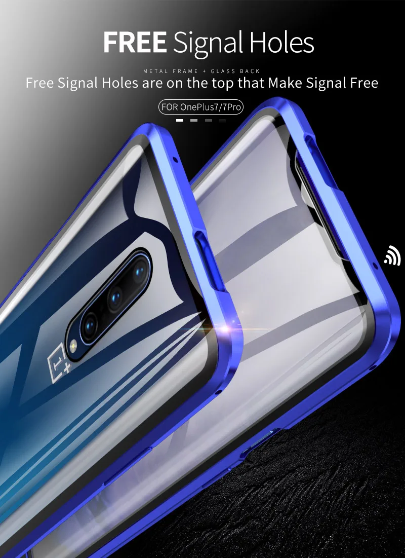 Роскошный магнитный металлический чехол для Oneplus 7 Pro, переднее стекло, двойное стекло, защита экрана OnePlus7pro Oneplus7 360, полное покрытие