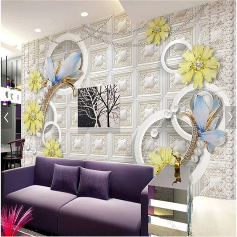 Обои beibehang для стен современные обои Хрустальное стекло Орхидея кожа мягкая