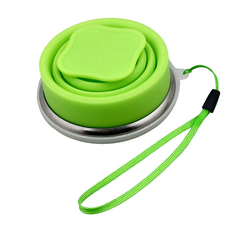 Portable Collapsible Metal ring Transparent Cover Cup Creative Outdoor Travel Folding Retractable Drinking Cups 240ml