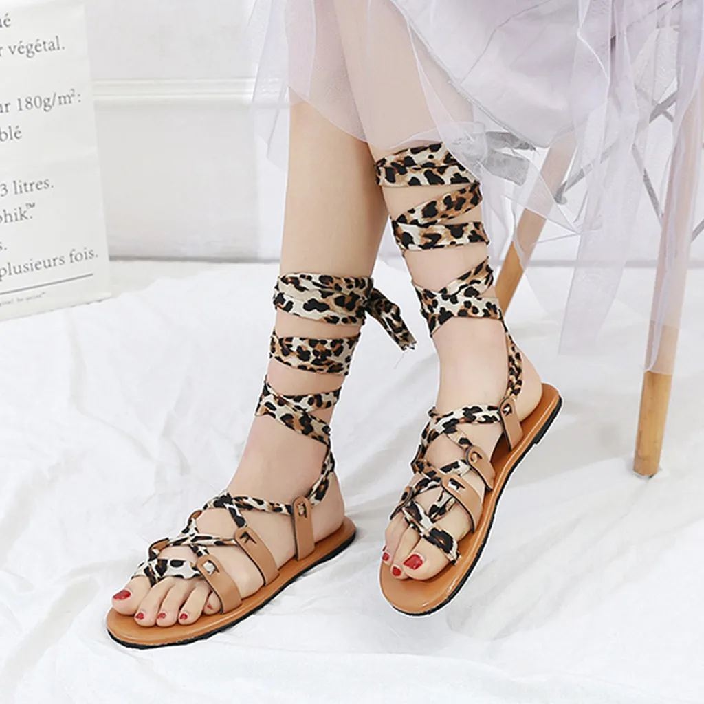 Женские леопардовые сандалии SAGACE пляжные шлепанцы в богемном стиле с открытым