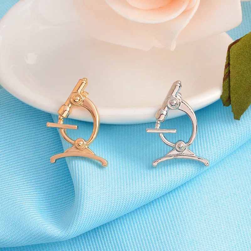 Модные броши золотого и серебряного цвета с булавкой для микроскопа женщин